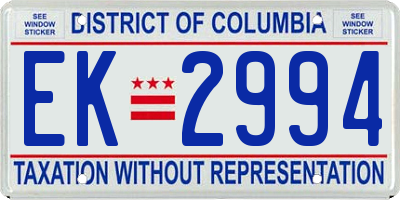 DC license plate EK2994