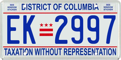 DC license plate EK2997