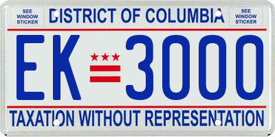 DC license plate EK3000