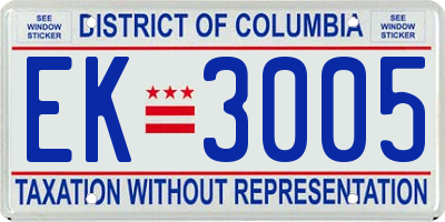 DC license plate EK3005