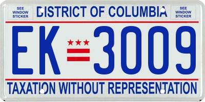 DC license plate EK3009