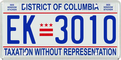 DC license plate EK3010