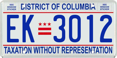DC license plate EK3012