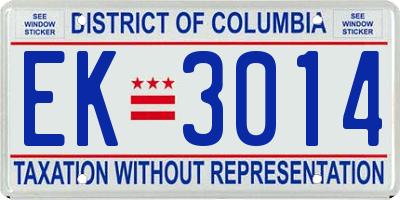 DC license plate EK3014