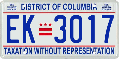 DC license plate EK3017