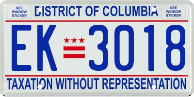 DC license plate EK3018