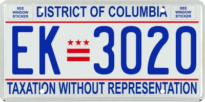 DC license plate EK3020