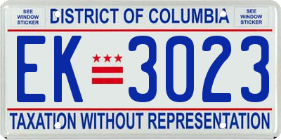 DC license plate EK3023