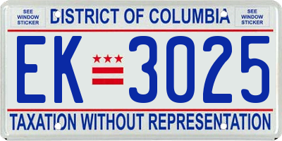 DC license plate EK3025