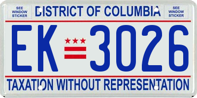 DC license plate EK3026