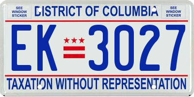 DC license plate EK3027