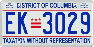 DC license plate EK3029