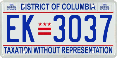 DC license plate EK3037