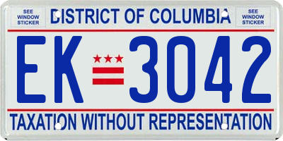 DC license plate EK3042