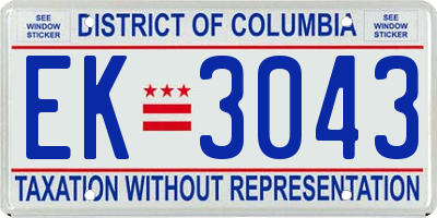 DC license plate EK3043