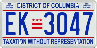 DC license plate EK3047