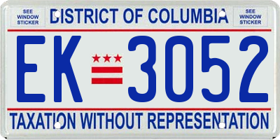 DC license plate EK3052