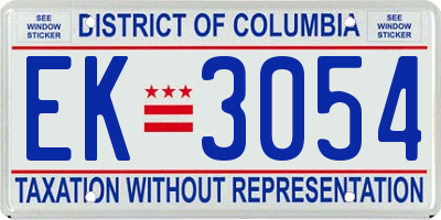 DC license plate EK3054