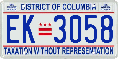 DC license plate EK3058