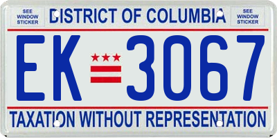 DC license plate EK3067