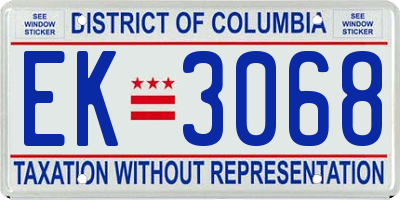 DC license plate EK3068