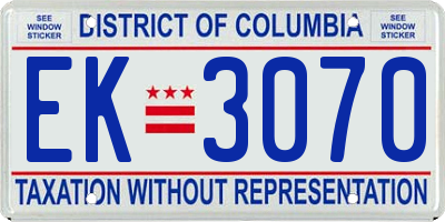 DC license plate EK3070