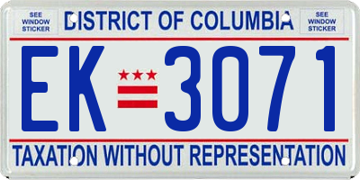 DC license plate EK3071