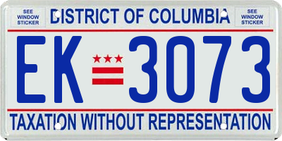 DC license plate EK3073