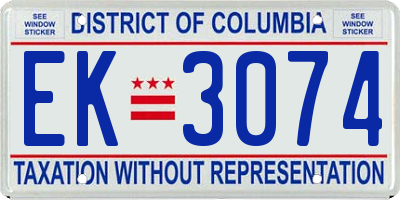 DC license plate EK3074