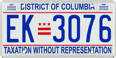 DC license plate EK3076