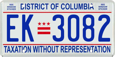 DC license plate EK3082