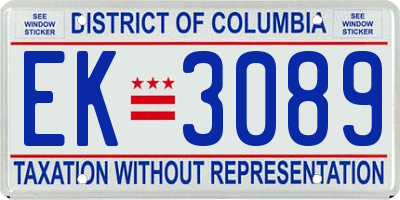 DC license plate EK3089