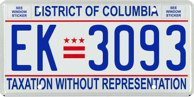 DC license plate EK3093