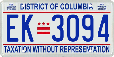 DC license plate EK3094