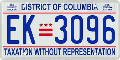 DC license plate EK3096