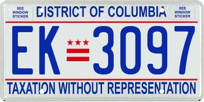 DC license plate EK3097