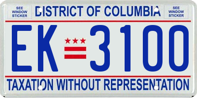 DC license plate EK3100