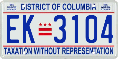 DC license plate EK3104