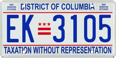DC license plate EK3105