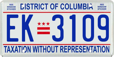 DC license plate EK3109