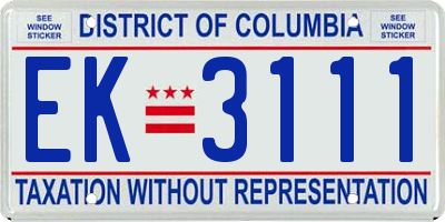 DC license plate EK3111