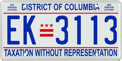 DC license plate EK3113