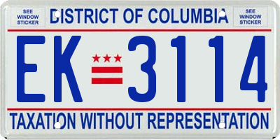 DC license plate EK3114