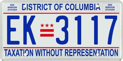 DC license plate EK3117