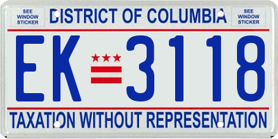 DC license plate EK3118