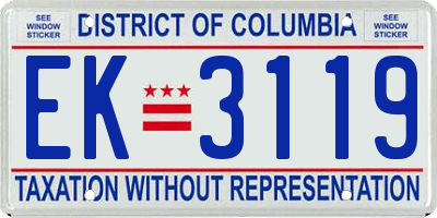 DC license plate EK3119