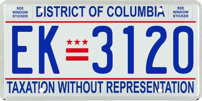 DC license plate EK3120