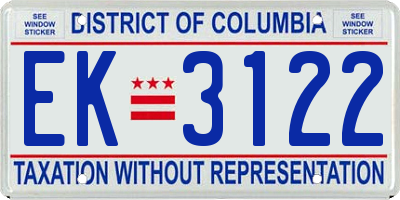 DC license plate EK3122