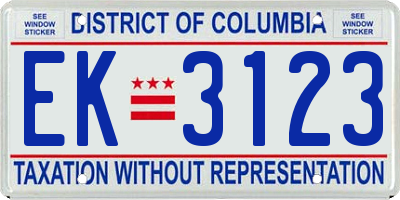 DC license plate EK3123