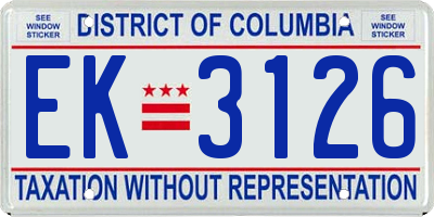 DC license plate EK3126